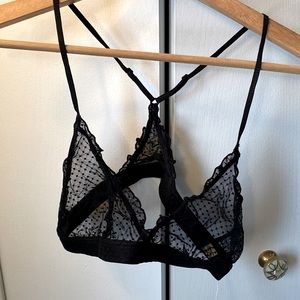 Free People intimately Black Polka Dot Lace Bralette. Medium NEVER WORN.